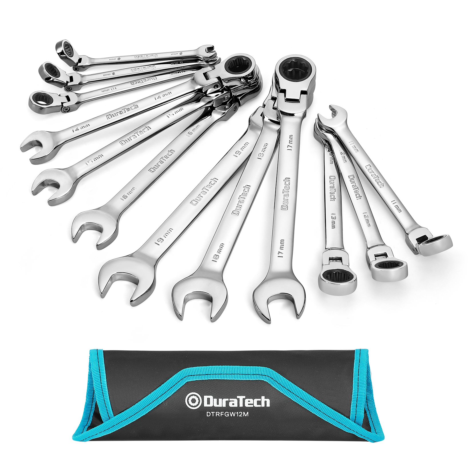 Flex-Head Ratcheting Combination Wrench Set, Metric